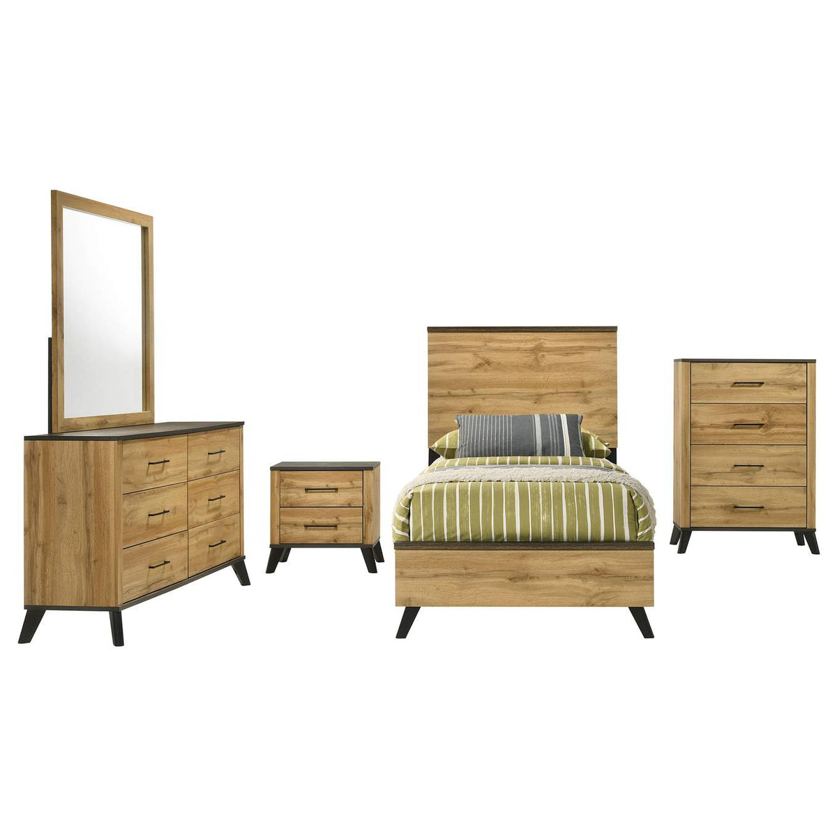 225001T-S5 Kaywood 5-piece Twin Bedroom Set Natural Pine