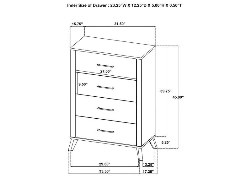 225001T-S5 Kaywood 5-piece Twin Bedroom Set Natural Pine