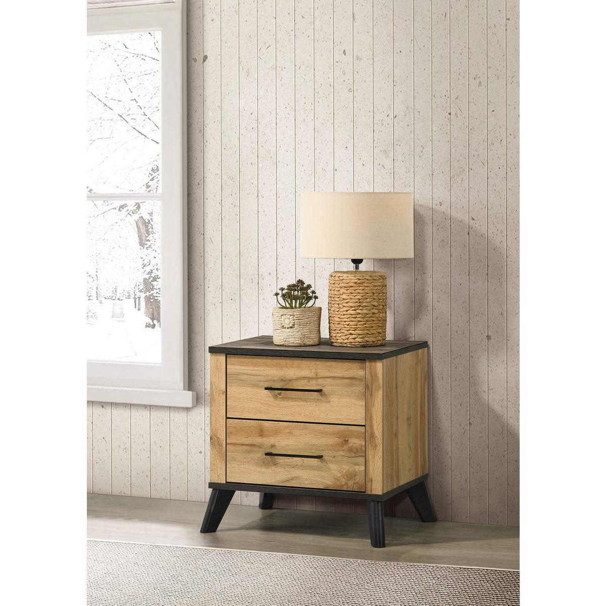 225002 Kaywood 2-drawer Nightstand Bedside Table Natural Pine