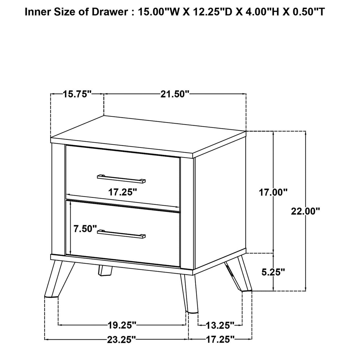 225002 Kaywood 2-drawer Nightstand Bedside Table Natural Pine