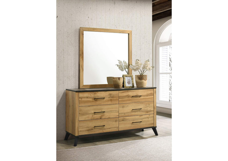 225003M Kaywood 6-drawer Dresser and Mirror Natural Pine