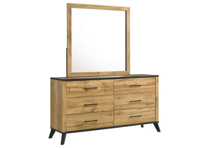 225003M Kaywood 6-drawer Dresser and Mirror Natural Pine