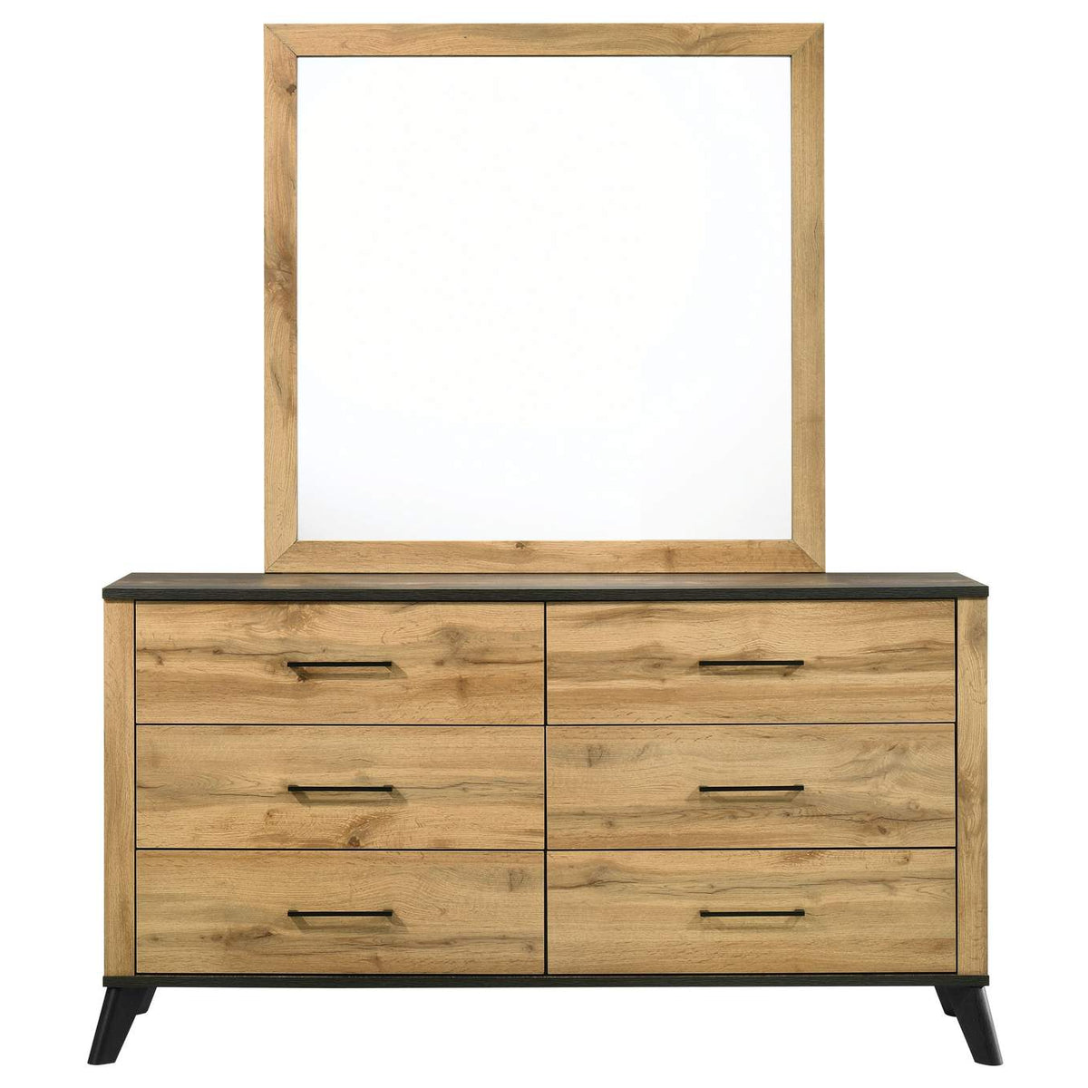 225003M Kaywood 6-drawer Dresser and Mirror Natural Pine