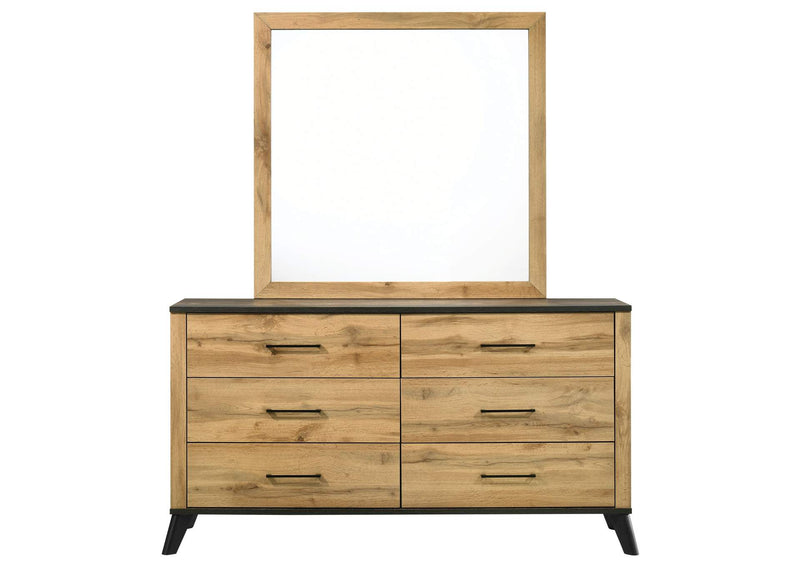225003M Kaywood 6-drawer Dresser and Mirror Natural Pine