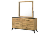225003M Kaywood 6-drawer Dresser and Mirror Natural Pine