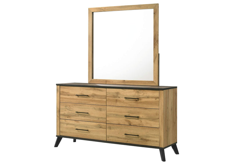 225003M Kaywood 6-drawer Dresser and Mirror Natural Pine
