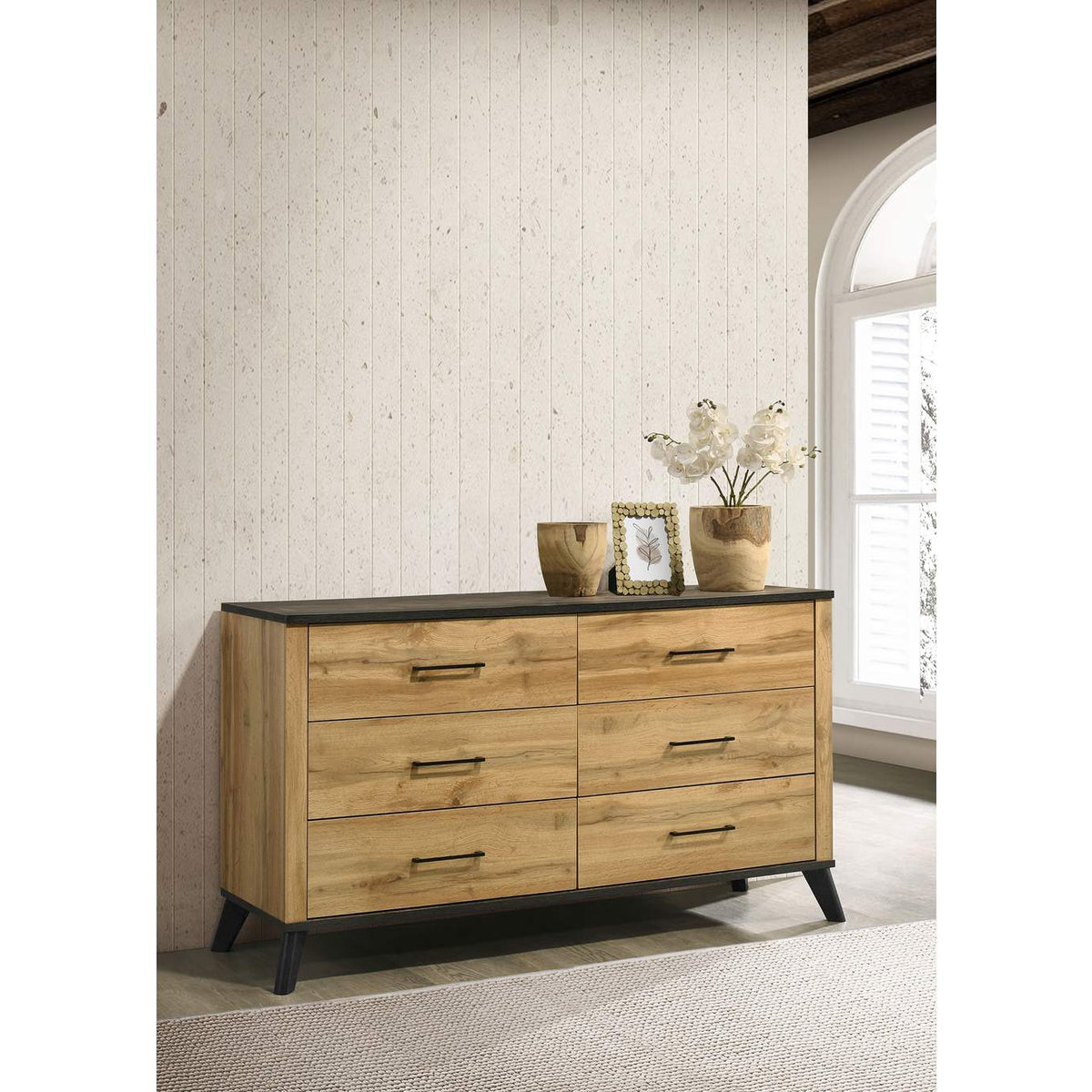 225003 Kaywood 6-drawer Dresser Cabinet Natural Pine