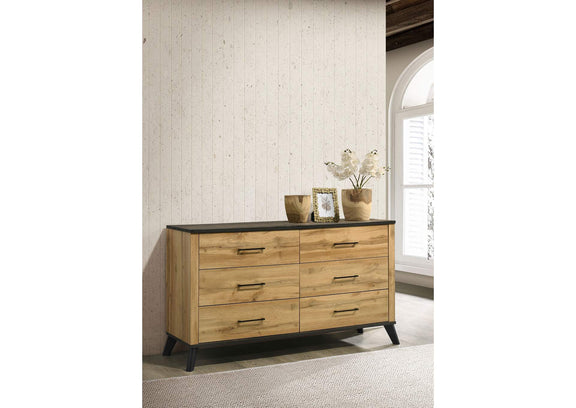 225003 Kaywood 6-drawer Dresser Cabinet Natural Pine