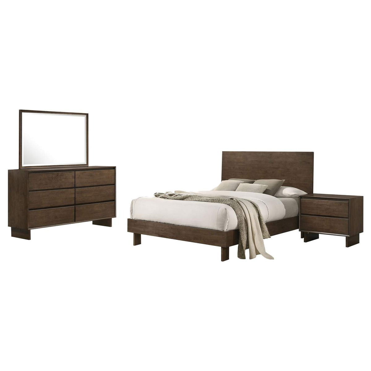 225011KE-S4 Glenwood 4-piece Eastern King Bedroom Set Warm Brown