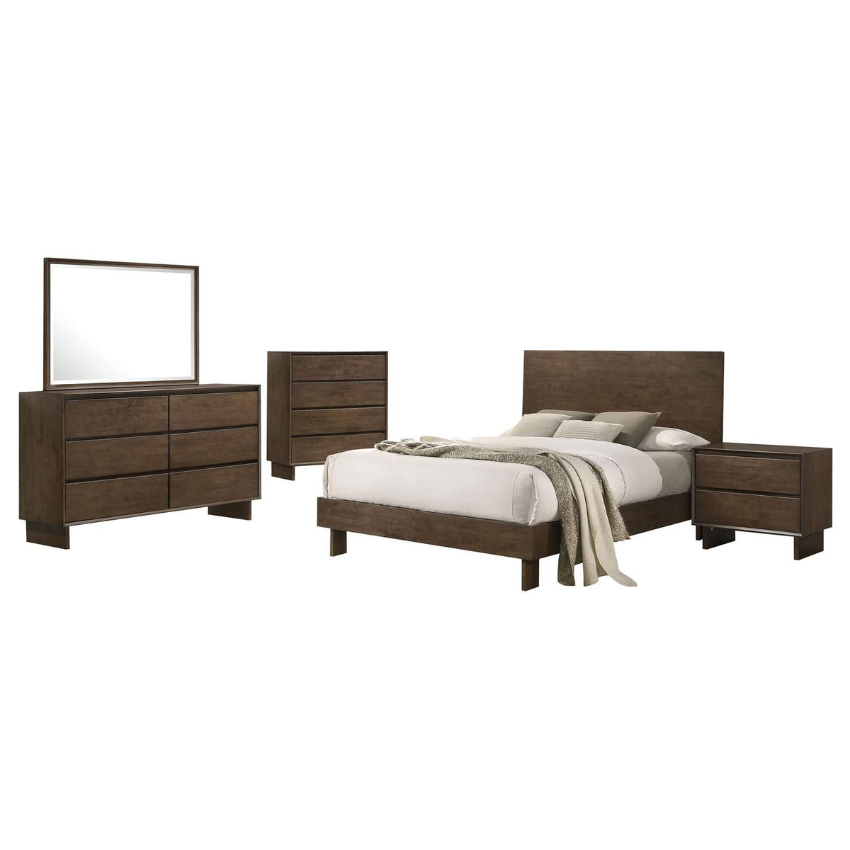 225011KE-S5 Glenwood 5-piece Eastern King Bedroom Set Warm Brown