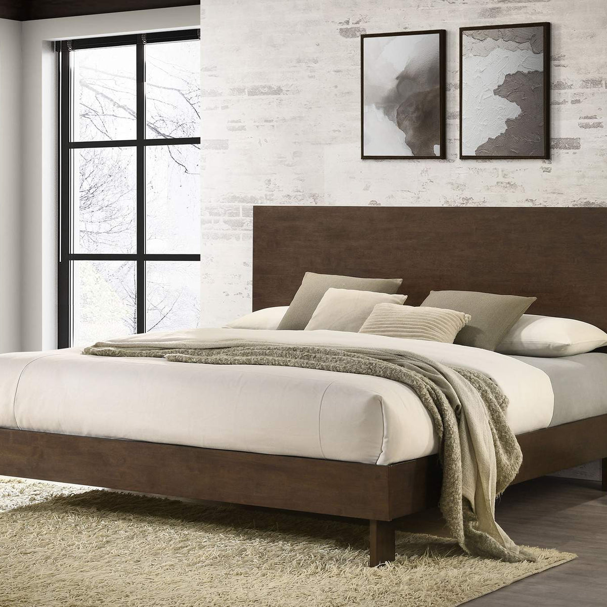 225011KE Glenwood 48-inch Eastern King Platform Panel Bed Warm Brown