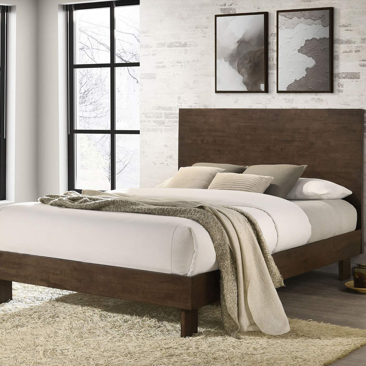 225011Q Glenwood 48-inch Queen Platform Panel Bed Warm Brown