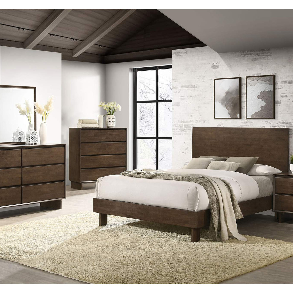 225011Q Glenwood 48-inch Queen Platform Panel Bed Warm Brown