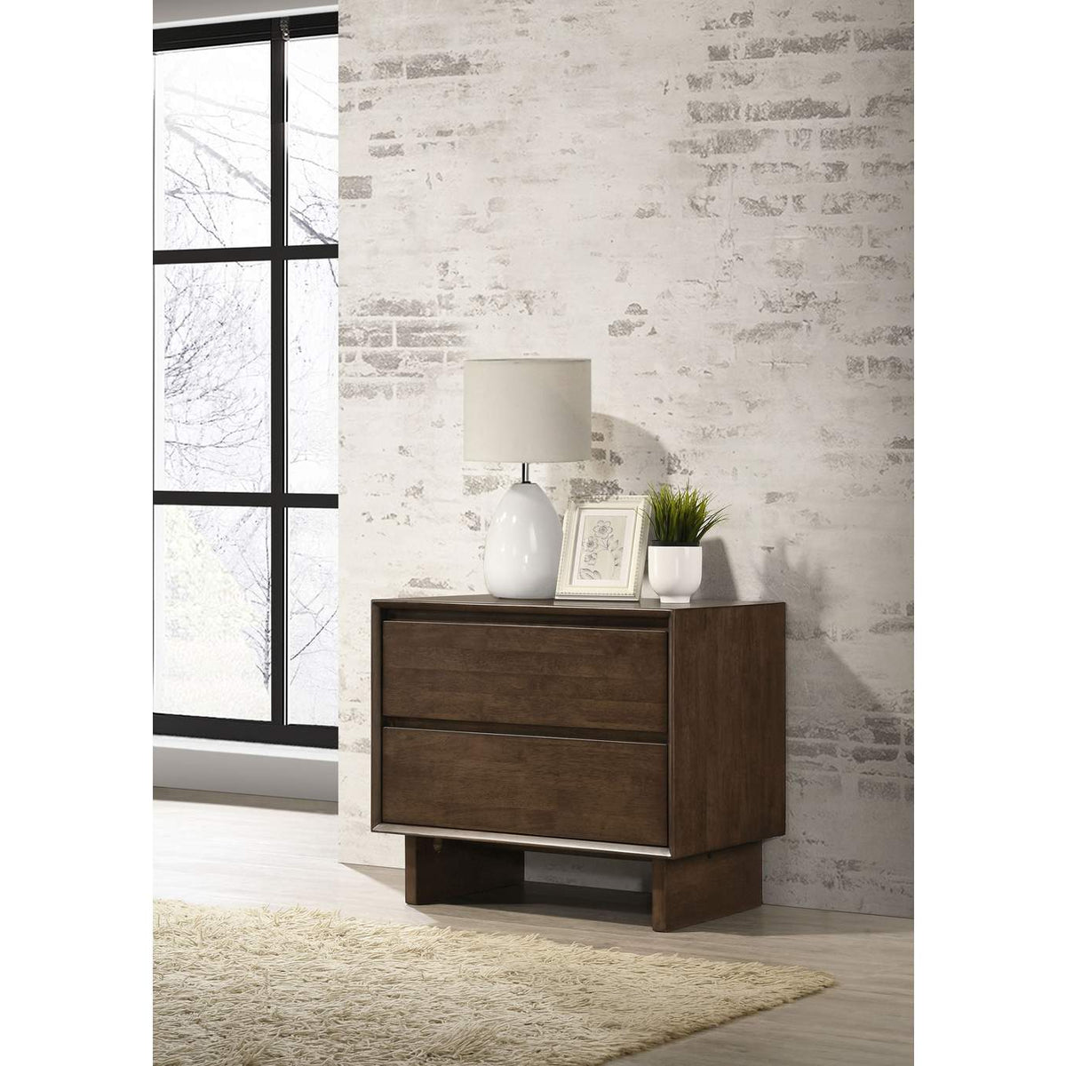 225012 Glenwood 2-drawer Nightstand Bedside Table Warm Brown