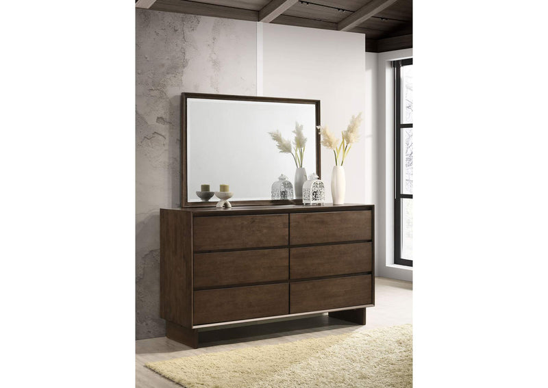 225013M Glenwood 6-drawer Dresser and Mirror Warm Brown