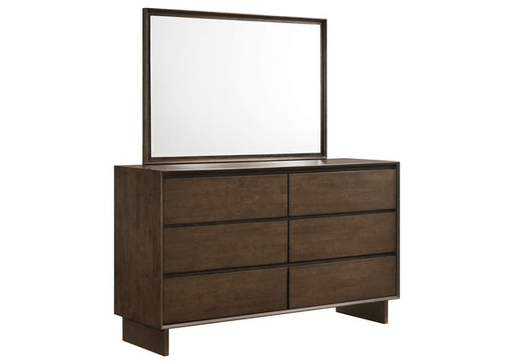 225013M Glenwood 6-drawer Dresser and Mirror Warm Brown