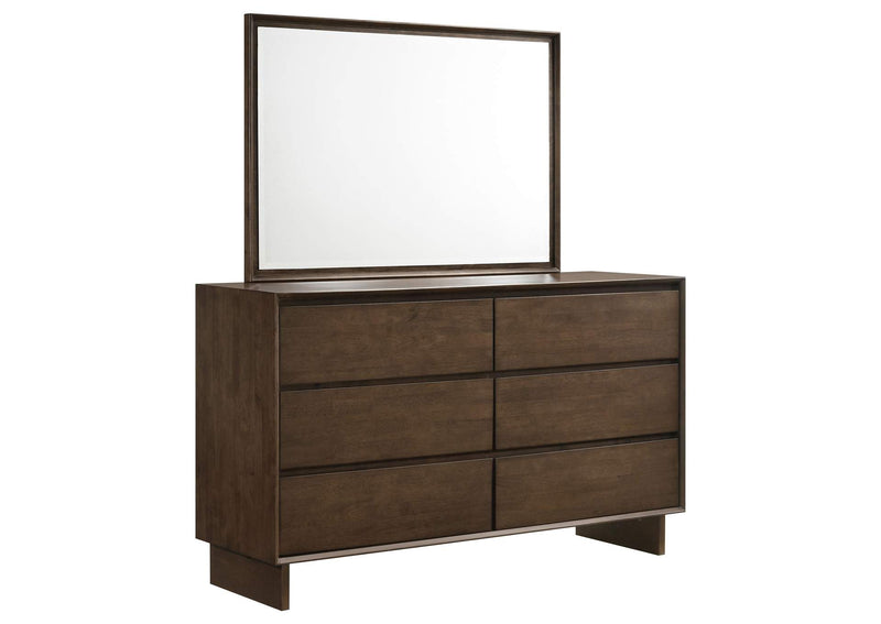 225013M Glenwood 6-drawer Dresser and Mirror Warm Brown