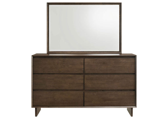 225013M Glenwood 6-drawer Dresser and Mirror Warm Brown