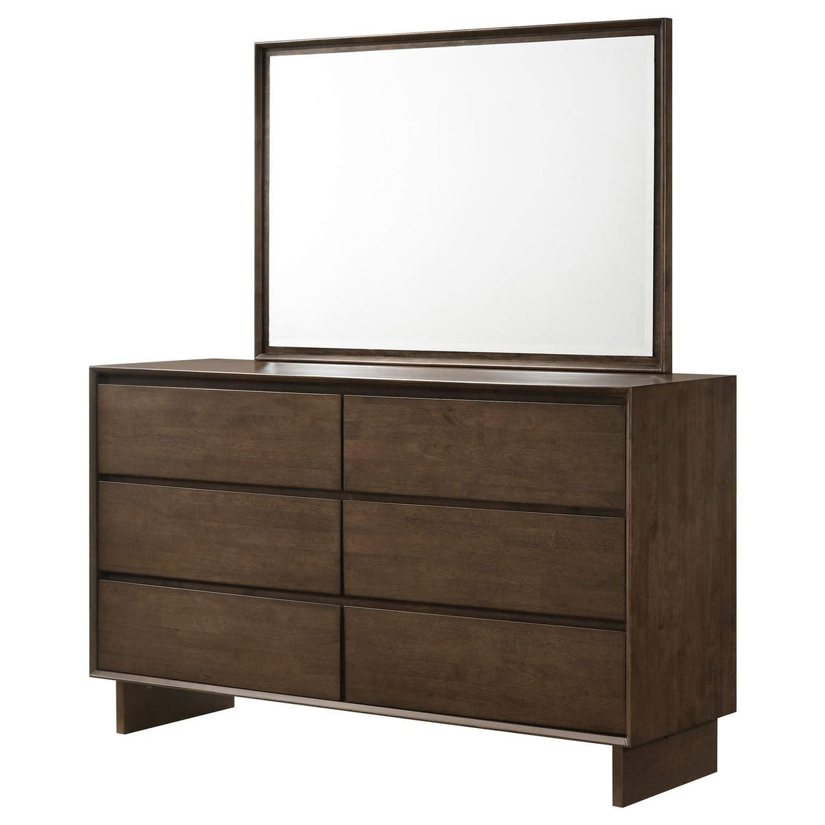 225013M Glenwood 6-drawer Dresser and Mirror Warm Brown