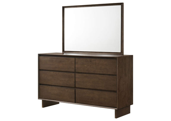 225013M Glenwood 6-drawer Dresser and Mirror Warm Brown