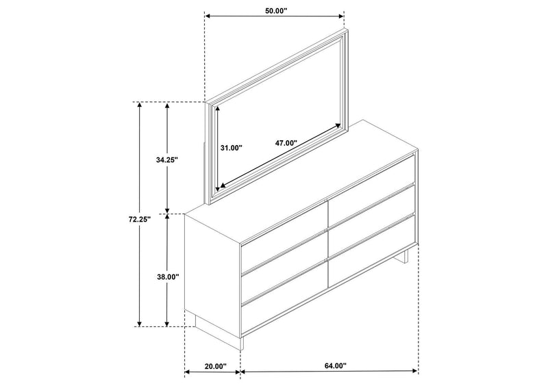225013M Glenwood 6-drawer Dresser and Mirror Warm Brown