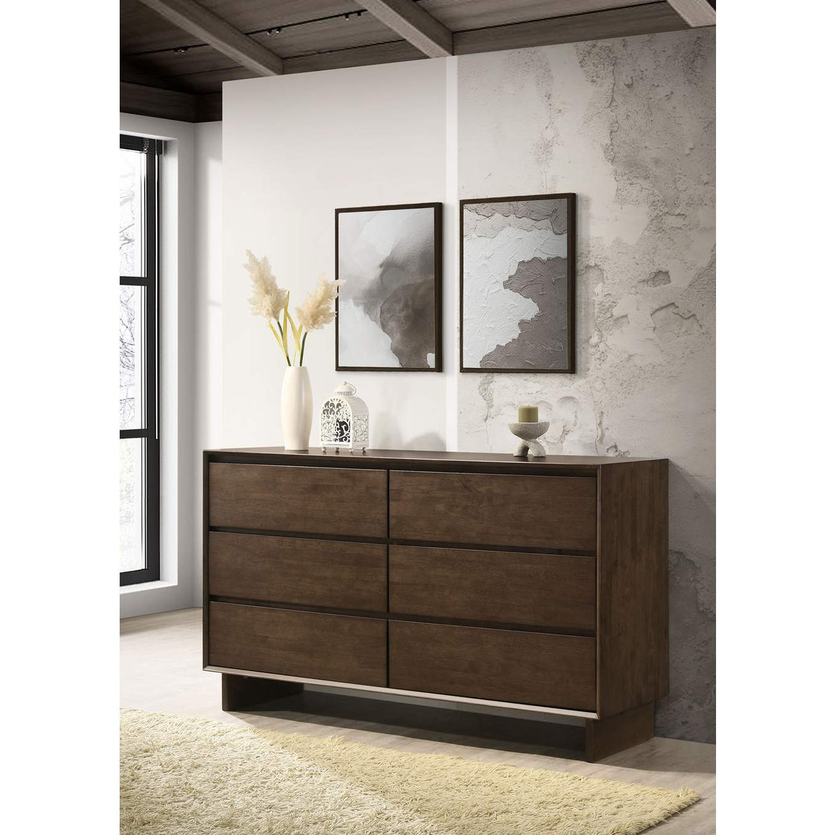 225013 Glenwood 6-drawer Dresser Cabinet Warm Brown