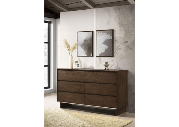 225013 Glenwood 6-drawer Dresser Cabinet Warm Brown