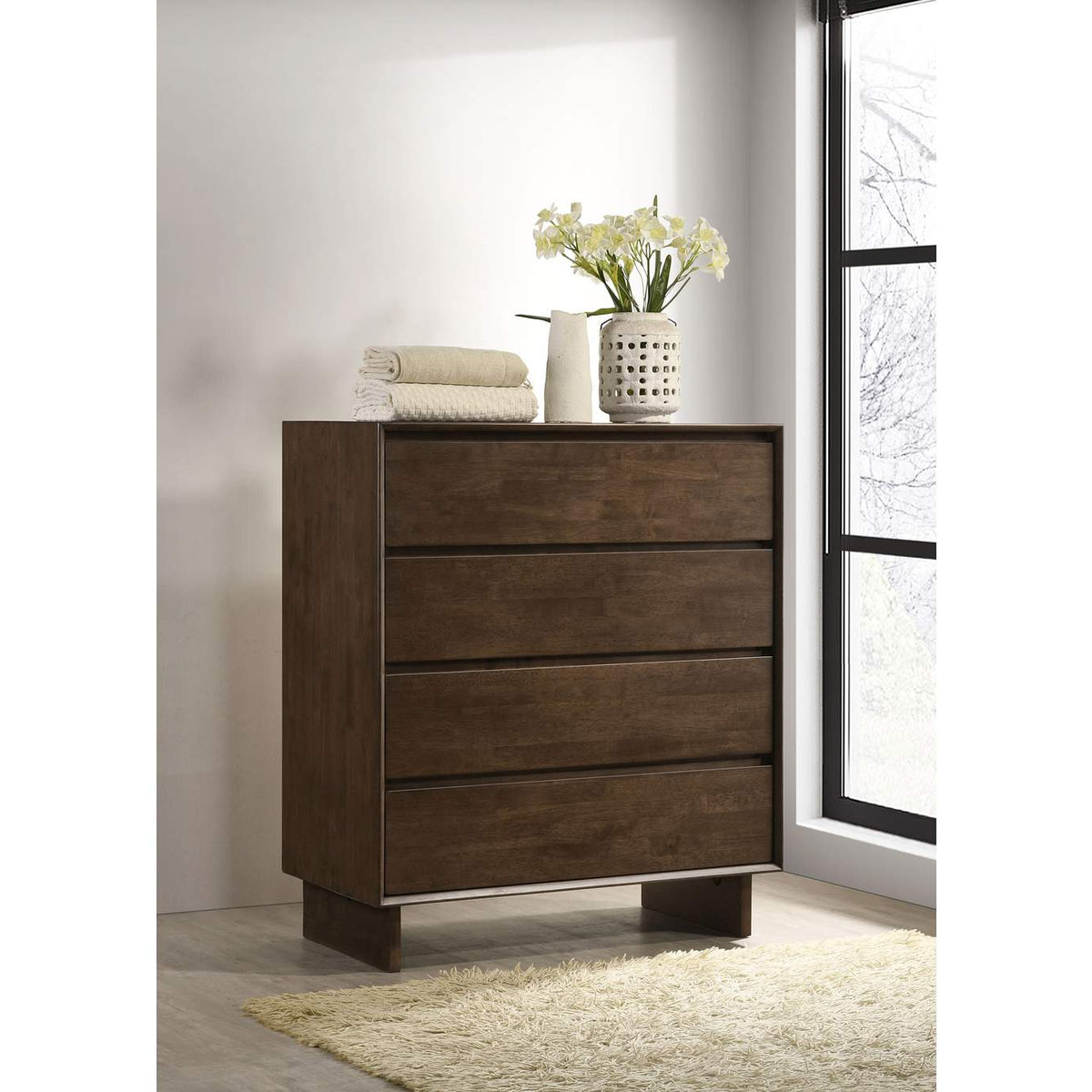 225015 Glenwood 4-drawer Chest of Drawers Warm Brown