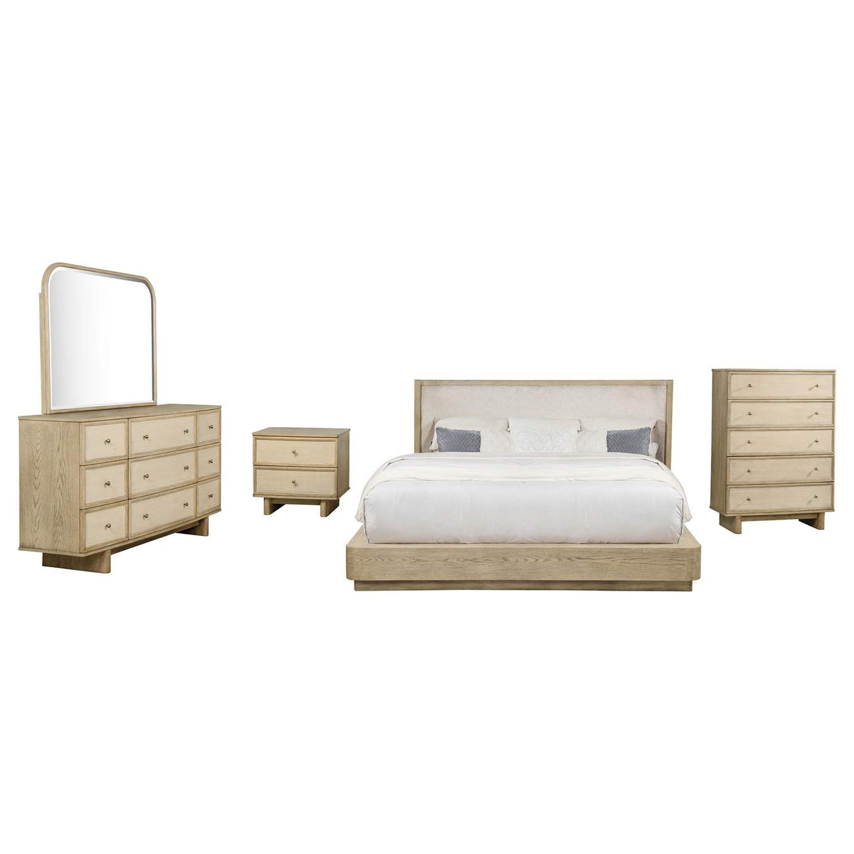 225041KE-S5 Kailani 5-piece Eastern King Bedroom Set Beige Oak
