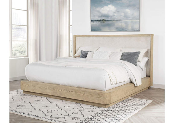 225041KE Kailani 52-inch Eastern King Wingback Bed Beige Oak