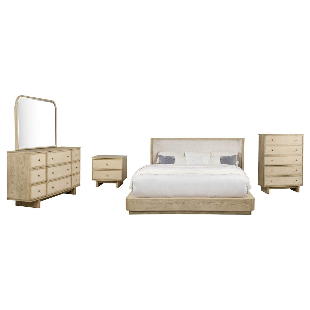 225041KW-S5 Kailani 5-piece California King Bedroom Set Beige Oak