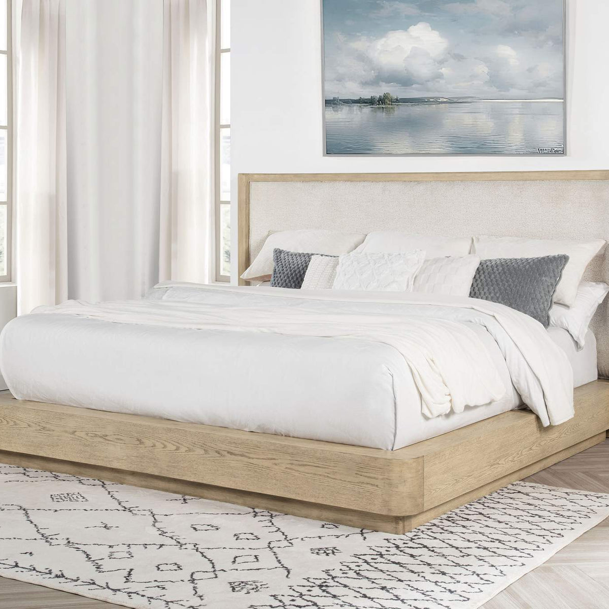 225041Q Kailani 52-inch Queen Wingback Bed Beige Oak