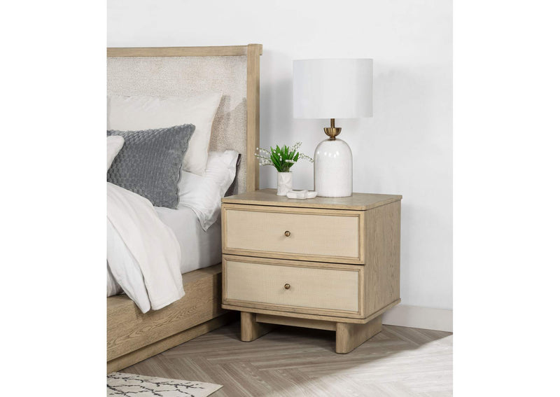 225042 Kailani 2-drawer Nightstand Bedside Table Beige Oak