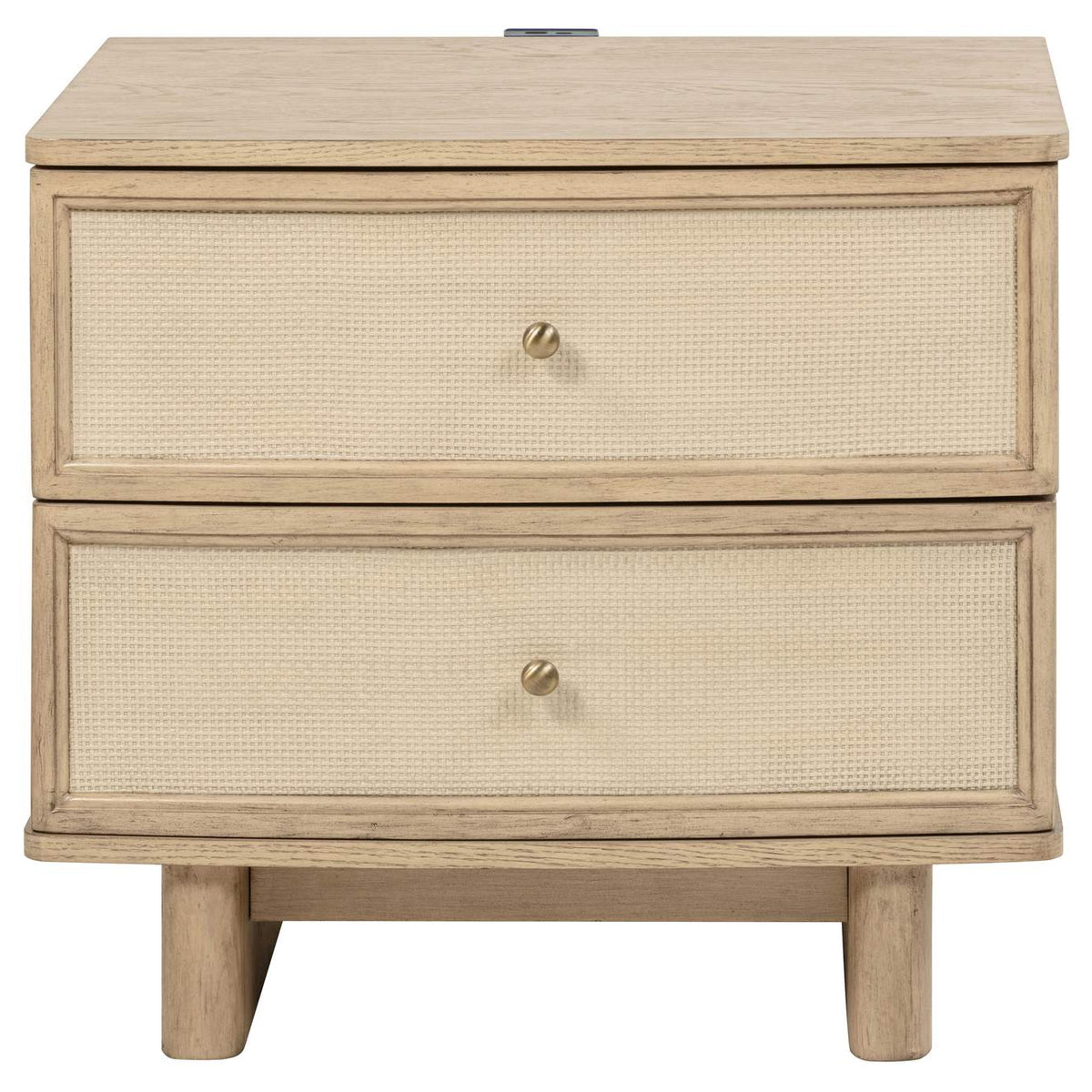 225042 Kailani 2-drawer Nightstand Bedside Table Beige Oak