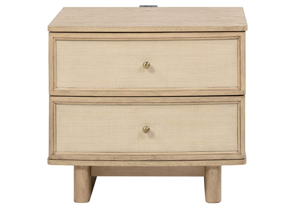 225042 Kailani 2-drawer Nightstand Bedside Table Beige Oak