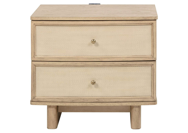 225042 Kailani 2-drawer Nightstand Bedside Table Beige Oak