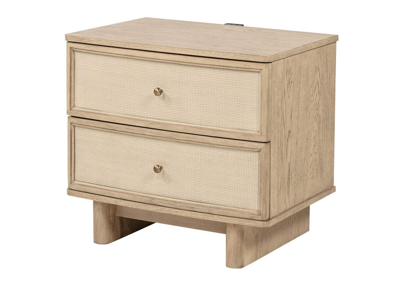 225042 Kailani 2-drawer Nightstand Bedside Table Beige Oak