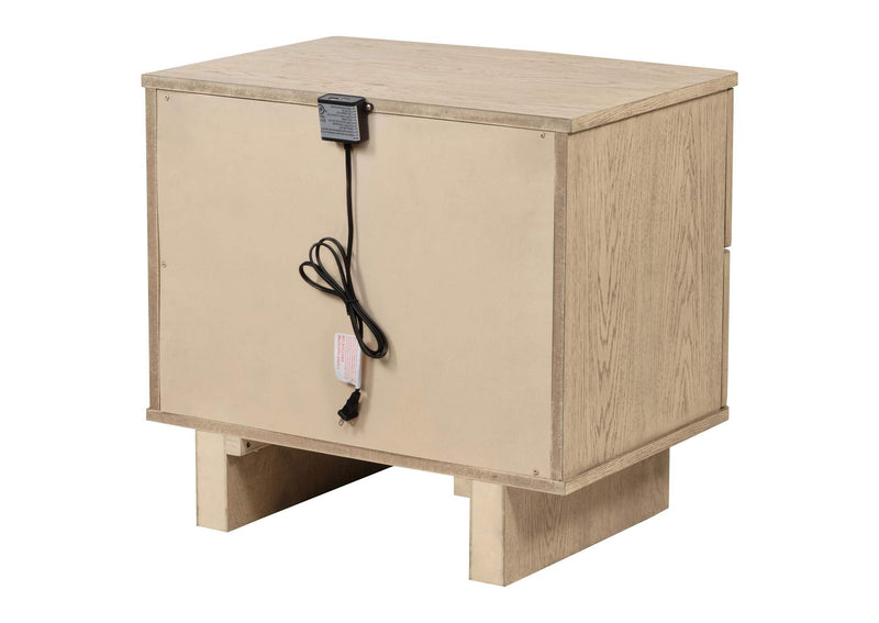 225042 Kailani 2-drawer Nightstand Bedside Table Beige Oak