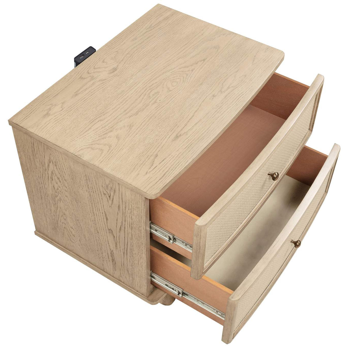 225042 Kailani 2-drawer Nightstand Bedside Table Beige Oak