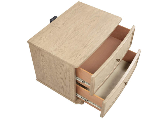 225042 Kailani 2-drawer Nightstand Bedside Table Beige Oak