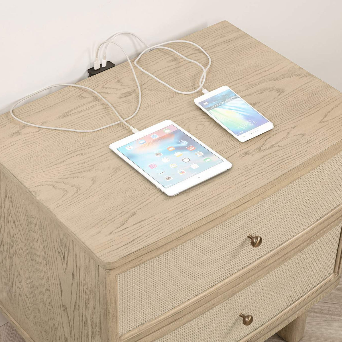 225042 Kailani 2-drawer Nightstand Bedside Table Beige Oak