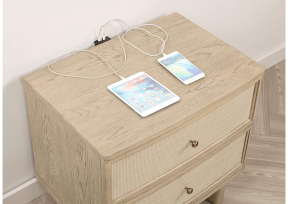225042 Kailani 2-drawer Nightstand Bedside Table Beige Oak