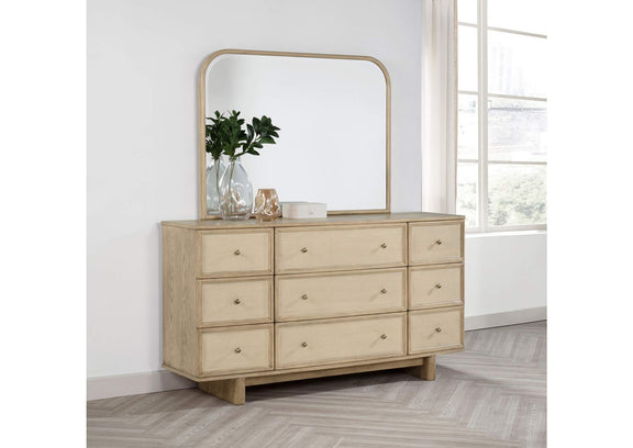 225043M Kailani 9-drawer Dresser and Mirror Beige Oak
