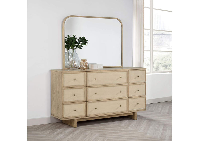 225043M Kailani 9-drawer Dresser and Mirror Beige Oak