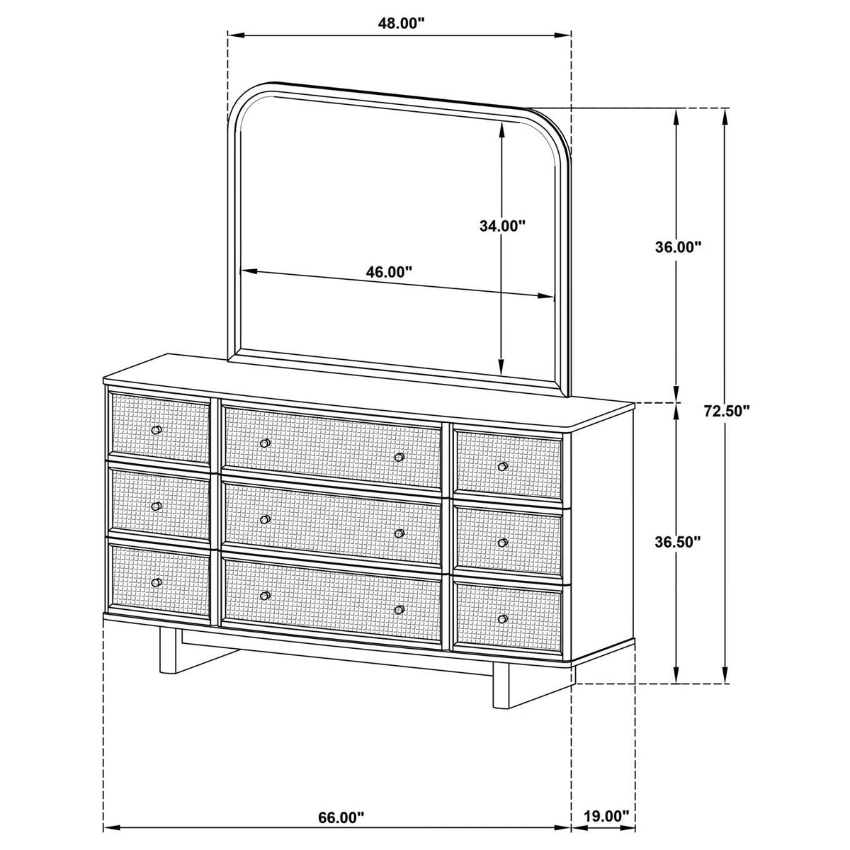 225043M Kailani 9-drawer Dresser and Mirror Beige Oak