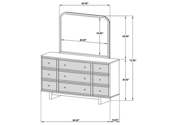 225043M Kailani 9-drawer Dresser and Mirror Beige Oak