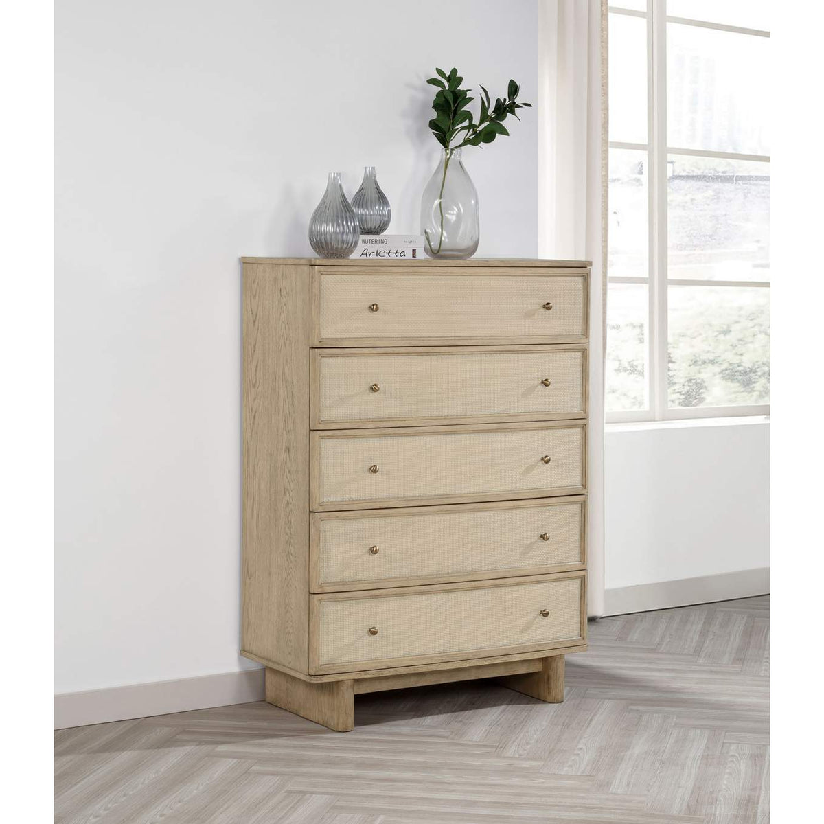 225045 Kailani 5-drawer Bedroom Chest of Drawers Beige Oak