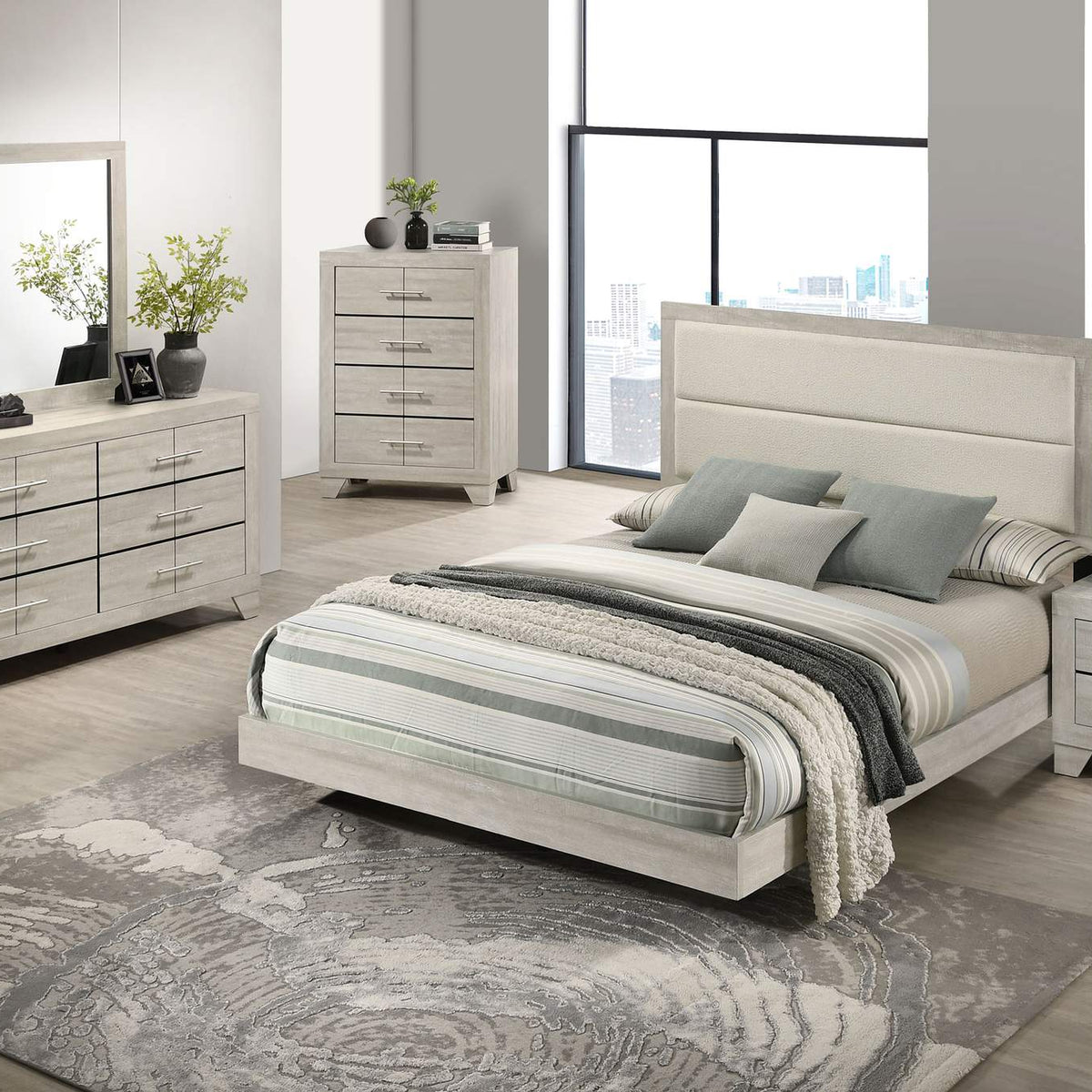 225061F Trenton 54-inch Wood Full Panel Bed Rustic Cream