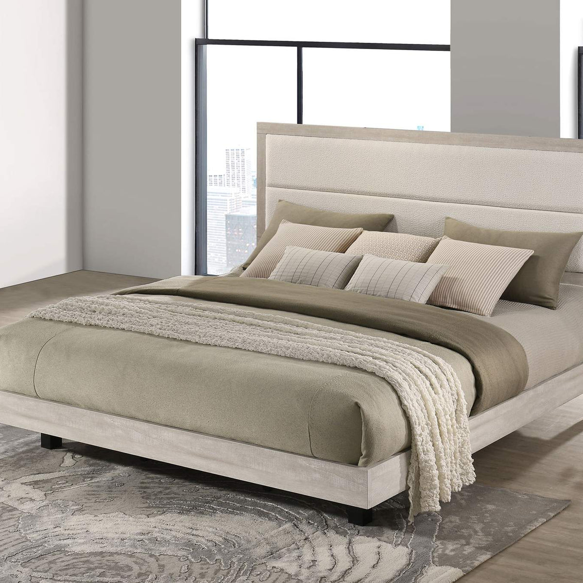 225061KE Trenton 54-inch Wood Eastern King Panel Bed Rustic Cream