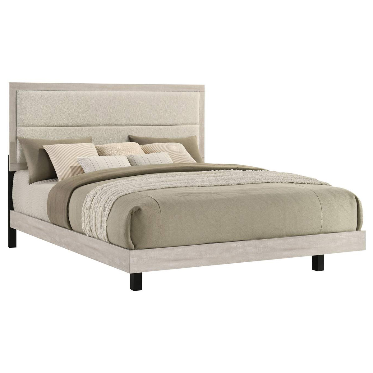 225061KE Trenton 54-inch Wood Eastern King Panel Bed Rustic Cream